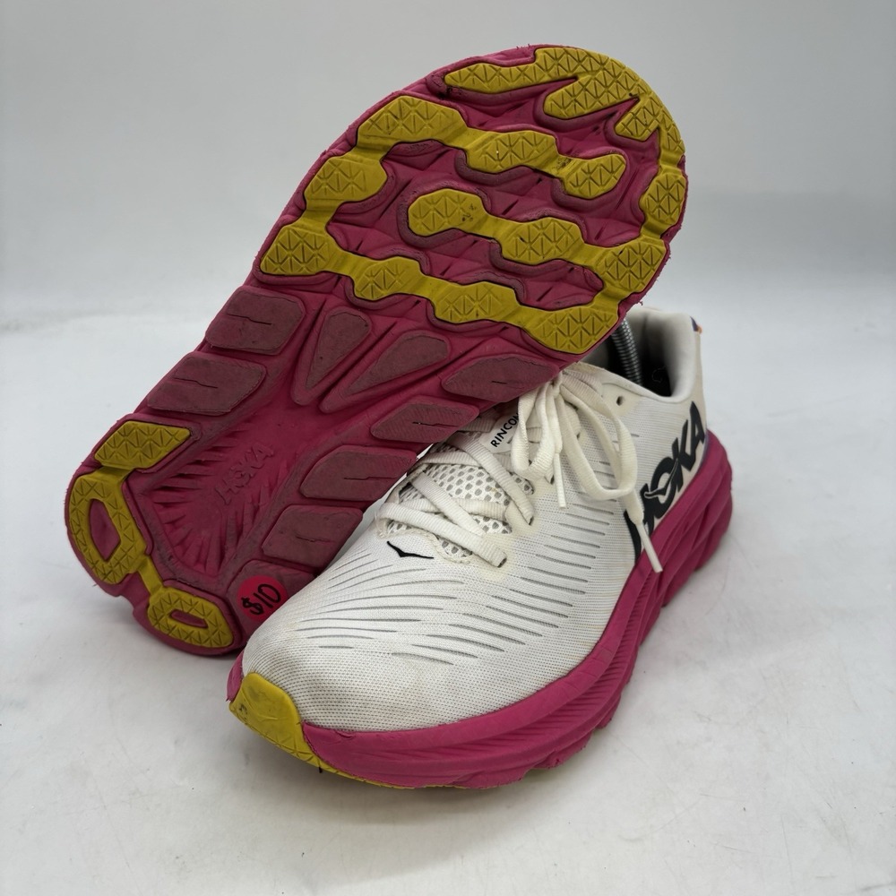 Hoka One Rincon 3 Shoes Womens 8.5 B White Pink Comfort Running Walking Sneakers